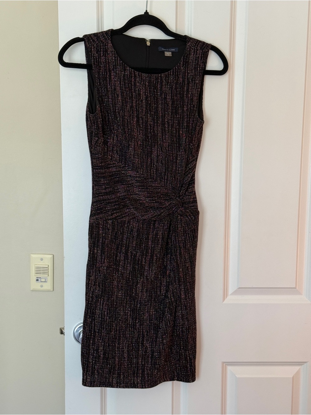 Tommy Hilfiger Midi Bodycon Metallic Shimmer Party Dress, Black & Multicolor